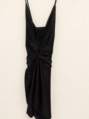 Sleek Black Twist-Detail Mini Slip Dress